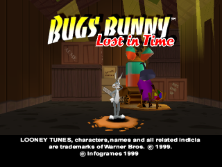 Bugs Bunny Lost in Time title screen for Playstation
